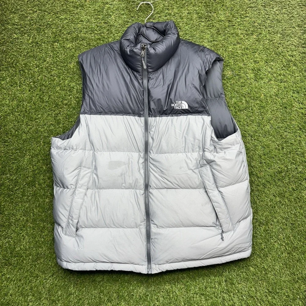 The North Face Nuptse Puffer Vest Mens XL 700 Down Fill Grey Outdoors Hiking